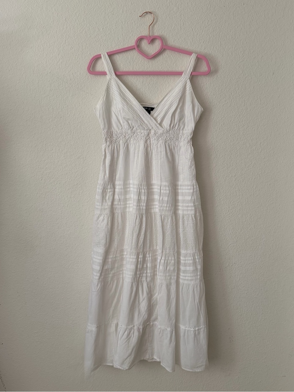 Style & Co. White V-Neck Tiered Maxi Dress